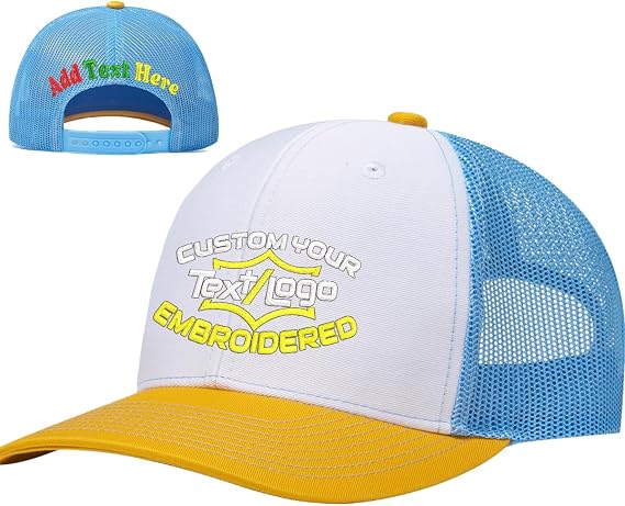 Custom Mesh Back Trucker Hat with Personalized Logo & Text Front & Back for Men Women Customize Your Own Unique Ha