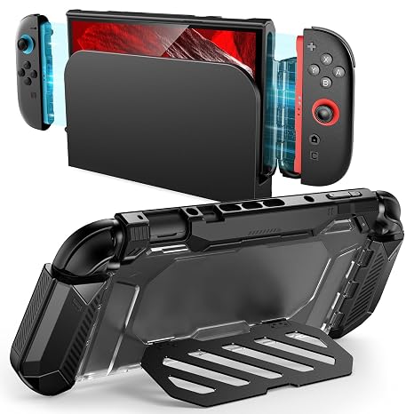 SUPCASE for Nintendo Switch 2 Case with Foldable Stand, Black | Military-Grade Protection, Exclusive Hinge Joy Con Quick Release, Dockable Case Shell Accessories Compatible with Switch 2