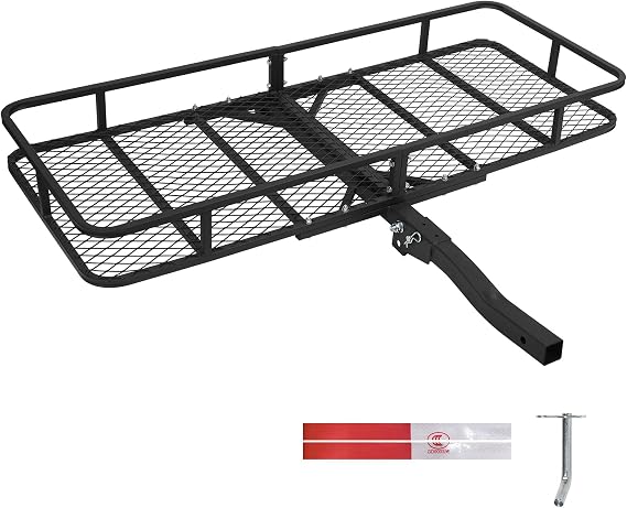 Leader Accessories Folding Hitch Cargo Carrier 60"x24"x6", Fits 2" Receiver | 500 lbs Capacity, Galvanized Steel Rust-Resistant Coating, Trailer Hitch Mount Vehicle Cargo Basket for SUV, RV, Truck, Van