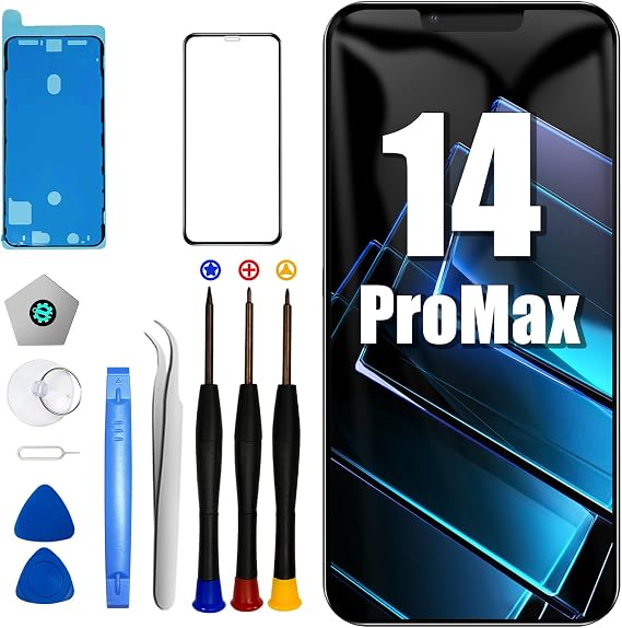 DTD for iPhone 14 PRO Max 6.7-inch FHD Touch Digitizer LCD Screen Kit with Repair Kit, Protective Film, Compatible with Models A2651, A2893, A2896, A2895, A2894
