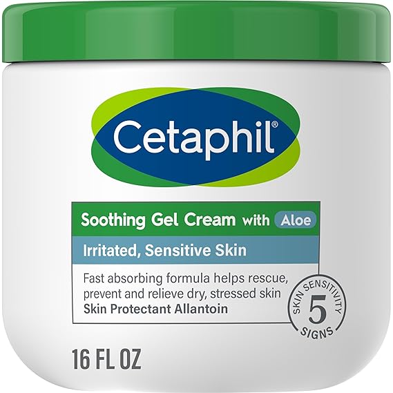 Cetaphil Soothing Gel-Cream with Aloe, Sensitive Skin Moisturizer, 16 oz | Fragrance-Free, Paraben-Free, Aloe Vera, Soothes Irritated Skin, Face Moisturizer, Large Size, Dermatologist Recommended