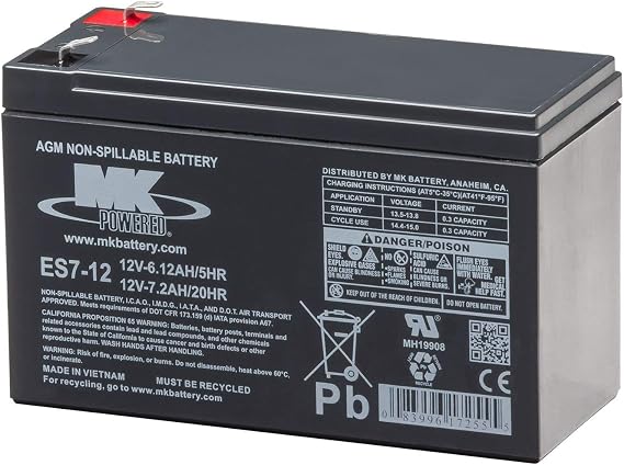 MK Battery ES7-12 Maintenance-Free Rechargeable Sealed Lead-Acid Battery