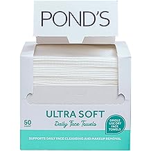 PONDS Ultra Soft Dry Face Towels, 50 Count, Biobased Disposable Wipes for Makeup Removal, Gently Exfoliating, Durable and Gentle for Sensitive Skin