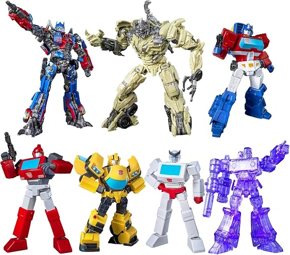 YOLOPARK Transformers Toys 6+1 Pack,AMK MINI WAVE3 Series 4.7" Highly Articulated TF3 Optimus Prime and Megatron,IDW Orion Pax and Bumblebee,G1 Ironhide Rachet Action Figures for Ages 8+,No Converting | Highly Articulated TF3 Optimus Prime and Megatron,IDW Orion Pax and Bumblebee,G1 Ironhide Rachet Action Figures,No Converting