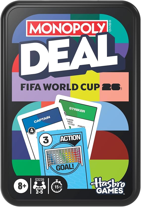 Monopoly Deal FIFA World Cup 2026 Edition Game Officially Licensed FIFA World Cup Soccer Card Game for Kids Ages 8+ 2 to 5 Players 15 Mins.