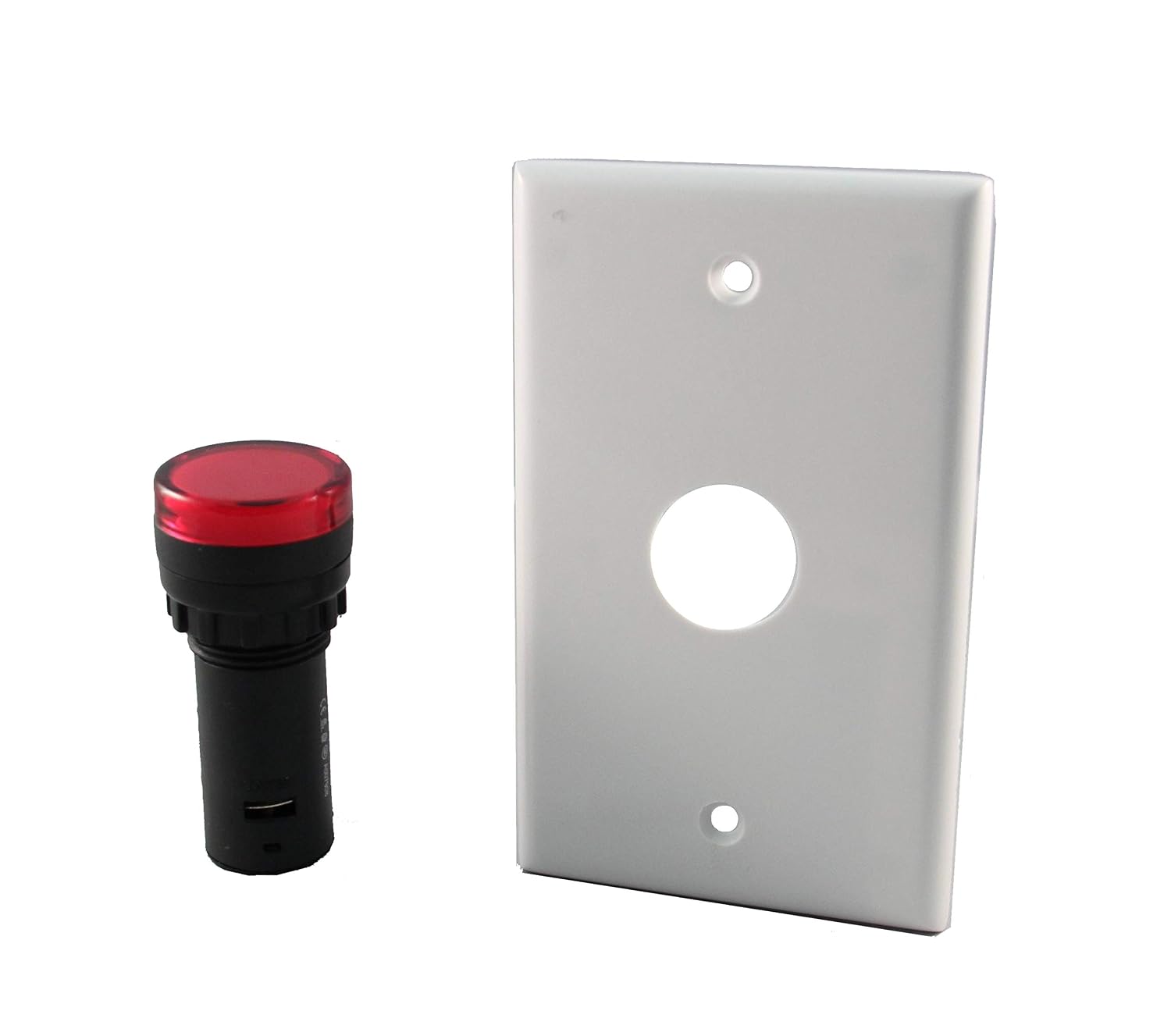 LED 22mm Indicator Light with Wall Plate, 120VAC Red