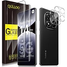 QULLOO Screen Protector for Xiaomi Redmi Note 14 Pro 5G, [2+2 Pack] 3D Full Coverage Tempered Glass &amp; Camera Lens Protector, HD Anti-Scratch Easy Installation Protective Glass Film