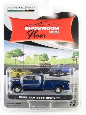 Collectibles 2023 2500 Bighorn Crew Cab 4x4 Pickup Truck Patriot Blue Metallic Showroom Floor Series 5 164 Diecast Model Car by Greenlight 68050A
