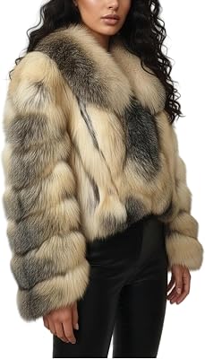 Genuine Real Fox Fur Jacket Women Winter Warm Natural Fox Fur Turn-Down Collar Cropped Coat