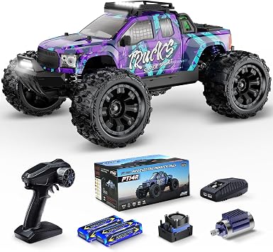 114 Brushless RC Cars for Adults,Fast 50mph Electric Off-Road Remote Control Car,4WD High Speed 4X4 All Terrain Remote Control Monster Truck with 25W Fast Charger,RC Truck with 3S Battery