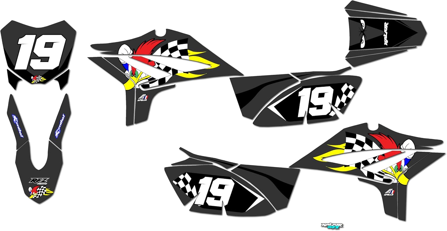 Graphics Kit for Apollo RFZ Z20 Z40 All Years PECKER Series Smoke 09 Mil - Dirt bike Custom Racing Graphics Decals Stickers Kit, no-plastics