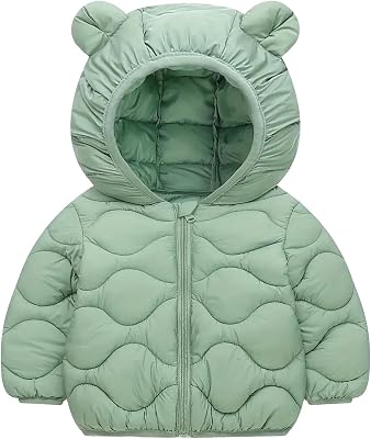 Toddler Winter Coats Puffer Padded Jacket Baby Boys Girls Bear Hoods Down Jacket Light Weight Infant Outerwear