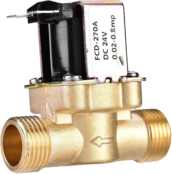Brass Solenoid Valve, 1/2 "DC 24V Water Control Normally Closed No Power Consumption Brass Magnetic Solenoid Valve Prevents Dry Combustion and Controls The