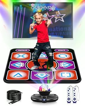 Eletrionic Dance Mat for TV with HD Camera, Non-Slip Dance Pad for Girls Boys, Dance Game Mat Xmas B-Day Gifts for Kids Adults Black