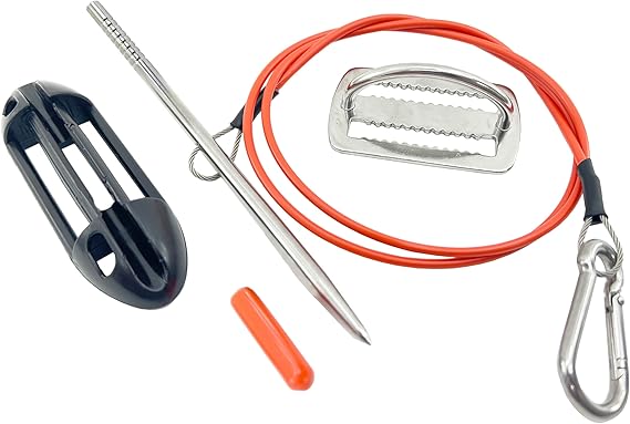 Fish Stringer for Spearfishing with Coated Stainless Steel Cable and Heavy Duty Carabiner (Belt Fish Stringer)