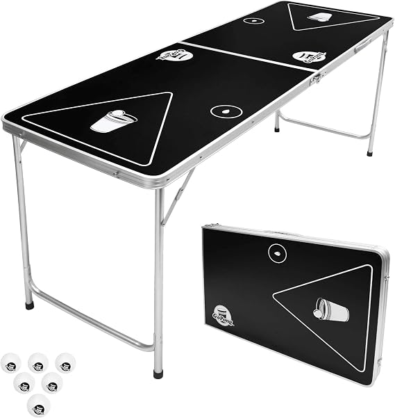 GoPong 6-Foot Cup Pong Table - Portable Folding Small Table for Party Games | Perfect for Indoor and Outdoor Games - Flip Cup Table with 6 Seamless Balls for Perfect Bounce