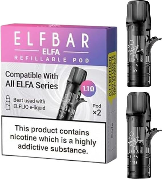 Elfbar Refillable Pods (1.1ohm) - For Elf Bar & Elfa Pods, Pro (1 Pack (2 Pods))