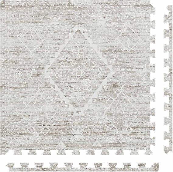 Play Mat 4x6 Driftwood Ula Set of 6 Tiles EVA Foam Play Mat for Floor, Soft Interlocking Mats for Hard Floors