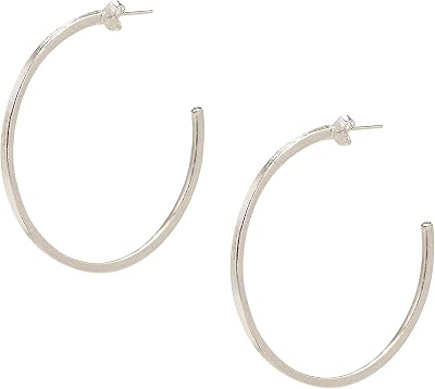 Sheila Fajl Perfect Square Tube 1.75 inch lightweight Hoop Earrings in Brushed Finish Silver Plated