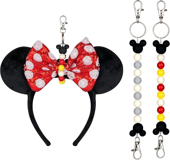 Eybila 2Pcs Mouse Ear Holder for Backpack Park Trip Essentials Keychain