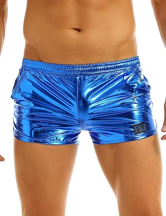FEESHOW Mens Shiny Metallic Boxer Shorts Swim Trunks Swimsuit Casual Underwear