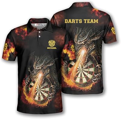 PRIMESTY Custom Darts Shirts for Men, Short-Sleeve Darts Jerseys for Men, Personalized Darts Polo Shirts