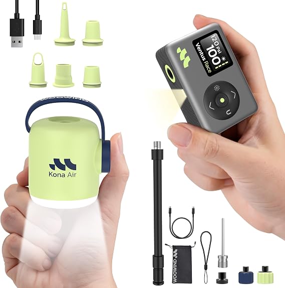 Inflation Duo: Digital Bike Pump (120PSI) & Cordless Air Pump for Mattresses/Pool Floats. Rechargeable, Portable Kits for Tires & Outdoor Gear.