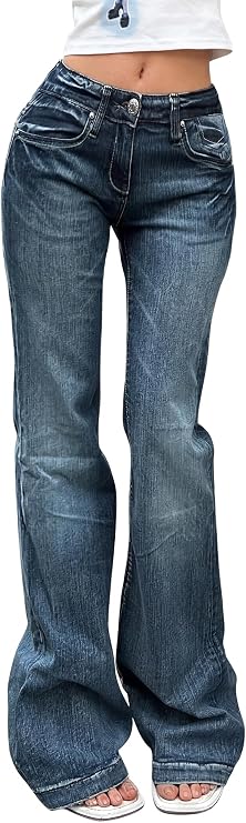EMMIOL Women Bootcut Jeans Flare Jeans Mid-High Waisted Stretchy Jeans Trendy 90s Denim Pants