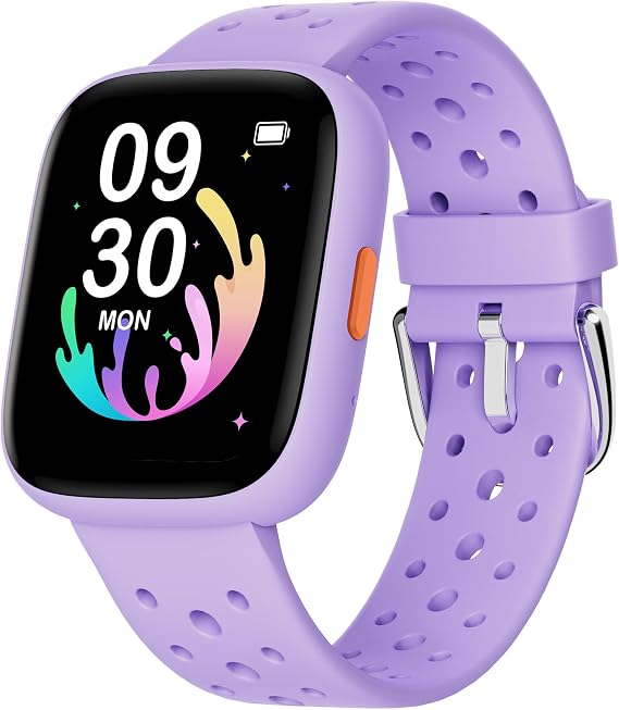 BIGGERFIVE Kids Smart Watch No Phone Needed, 1.8" Fitness Tracker Watch | Pedometer, Heart Rate, Sleep Monitor, IP68 Waterproof, Step Counter, Puzzle Games for Girls Teens 5-16, Lilac
