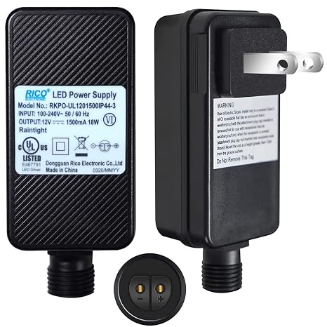 12V 1A Class 2 Power Supply 18W Low Voltage Power Adapter | Outdoor LED Transformer Replacement,Yard Inflatable Adapter,Plug for String Light, Rope Lights,Meteor Shower Lights Plug