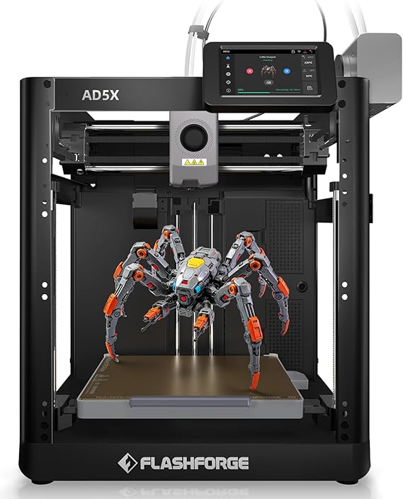 FLASHFORGE AD5X 3D Printer for PLA-CF,PETG-CF, Print Size 220x220x220 mm | Smart Multi-Color with IFS, Max 600mm/s High Speed 4 Colors Printing, CoreXY & Fully Auto Leveling, 300C Direct Extruder