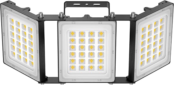 SOLLA 300W LED Outdoor Flood Light, 30000LM Super Bright Stadium Light, 6000K Daylight White, IP66 Waterproof 3 Heads Adjustable Outdoor Floodlights for Backyard, Court, Garden