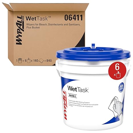 WypAll CriticalClean WetTask Wipes, 6 x 140 Sheets, 1 Bucket (06411)