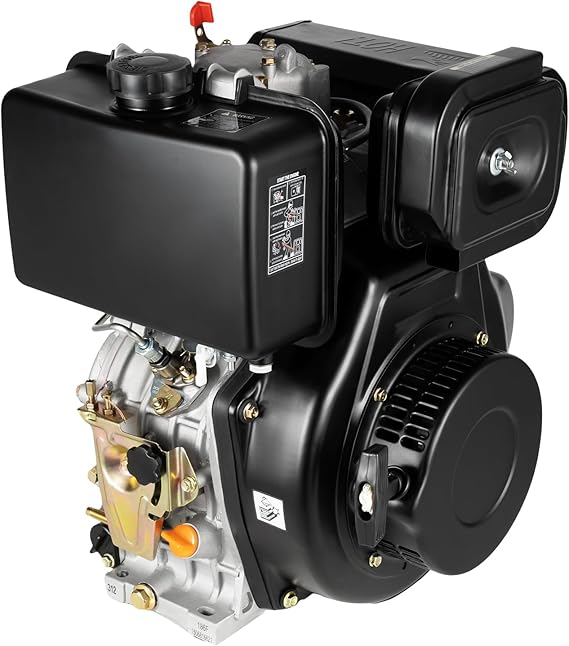 418CC 4-Stroke Diesel Engine, 10HP Powerful Diesel Motor Engine, 3600RPM High Speed Diesel Engine with 1.45Gal Fuel Tank, Single-Cylinder Forced Air-Cooled Diesel Engine for Agricultural Machinery