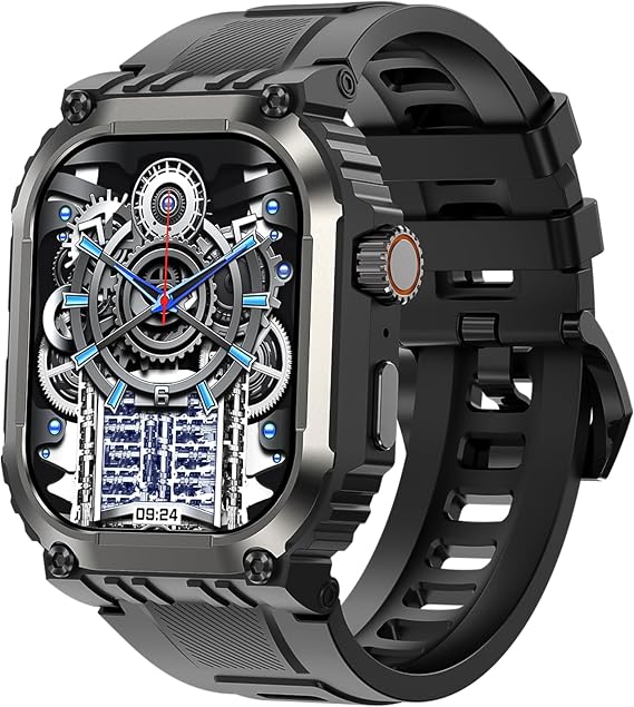 Military Smart Watch for Men 1.83" HD Display, Bluetooth Calling, Rugged Outdoor Smartwatch with 100+ Sports Modes, Heart Rate & Sleep Tracking, 410mAh Battery, IP68 Waterproof for iPhone Android