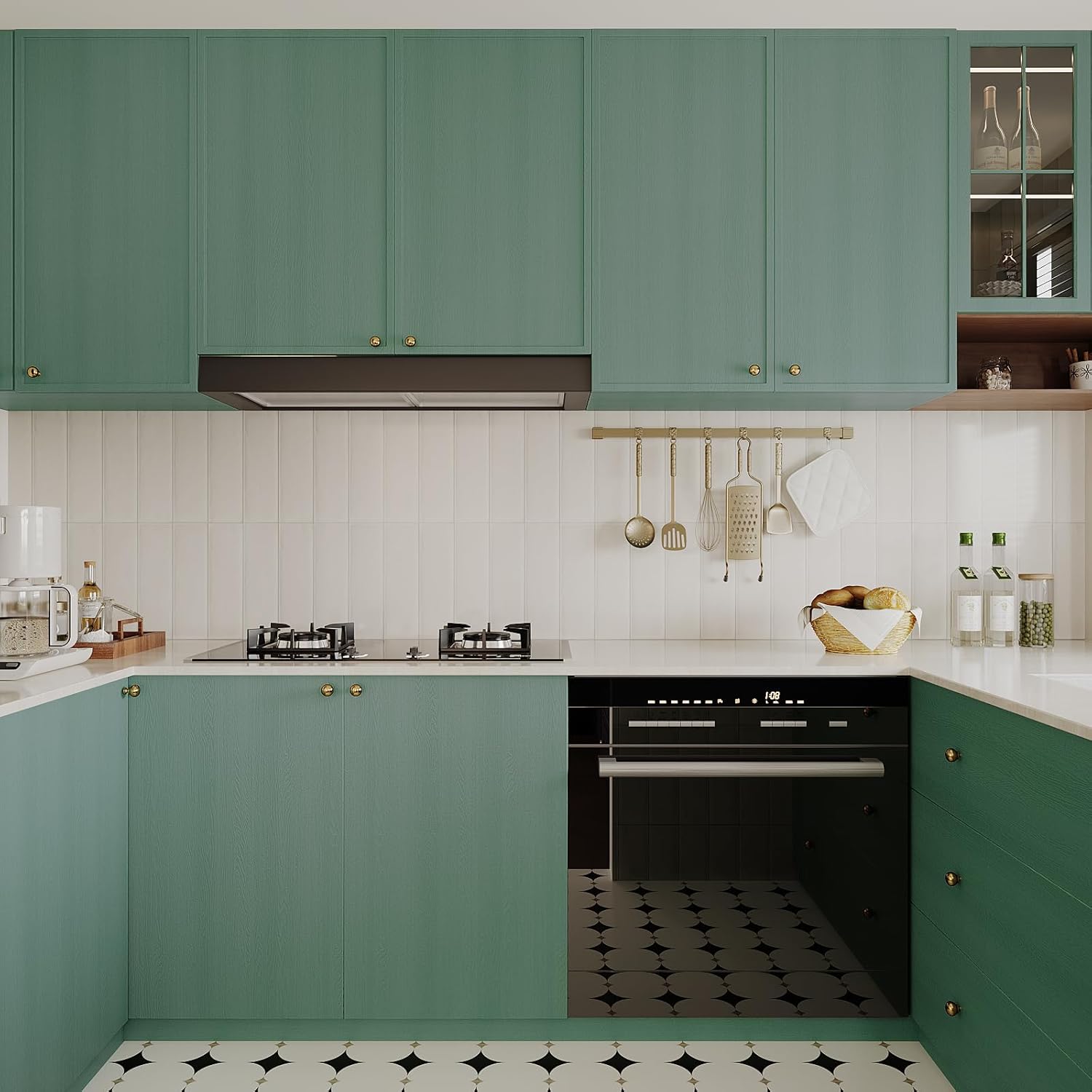 VaryPaper Rustic Green Wood Contact Paper Peel and Stick Countertops Wood Wallpaper Waterproof Wood Grain Vinyl Wrap for Cabinets Desk Table Removable Self Adhesive Wood Laminate Sheets 15.7x78.7'