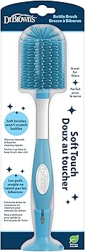 Dr. Browns Soft Touch No Scratch Baby Bottle Cleaning Brush Nipple Cleaner with Stand and Storage Clip, BPA Free, Blue 1-Pack