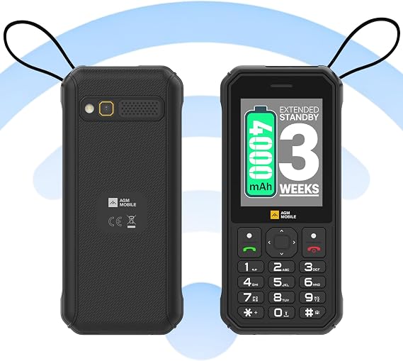 AGM M11 Rugged Feature Phone with Mobile Hotspot, 4G Mobile Phones, Cloud App Support, IP68 & IP69K Waterproof & Drop-Proof, Large Buttons, 4000mAh, Wired Reverse Charging, Dual SIM, for T-Mobile ONLY