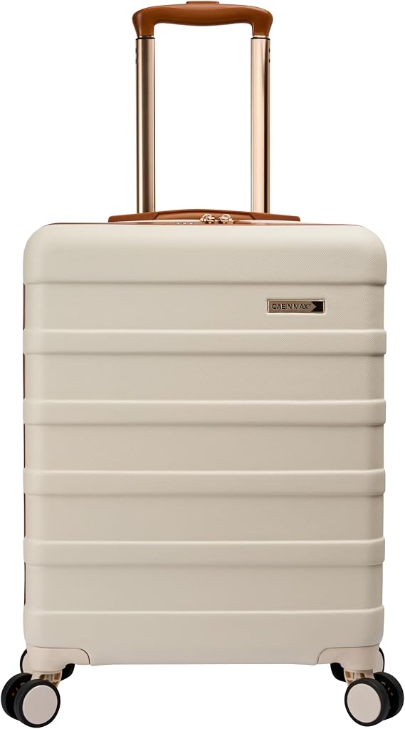 Cabin Max Anode 44L 55x40x20cm (22x16x8inch) Carry On Hand Luggage Suitcase - Lightweight, Hard Shell, 4 Wheels, 3 Digit Combination Lock (Cream)