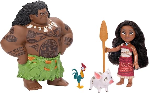 Disney Moana 2 Moana & Maui 6-Inch Petite Doll Gift Set Doll Playset for Girls, Includes Pua and HEI HEI, Officially Licensed by Disney, Great Birthday