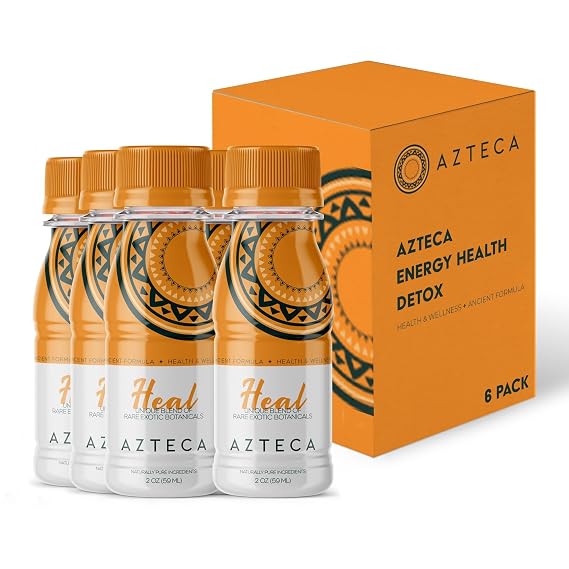 Azteca Health Organic Energy Shots - Wellness Shots, Natural Energy Shots, Health Shots, Vitamin Boost for Focus, Strength and Energy, Organic Energy Drink Made in the USA - Lemon Flavor (6 Pack)