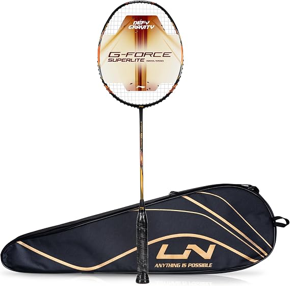 LI-NING G-Force 5900 Superlite Strung Badminton Racquet 5U G6 (Black Gold)