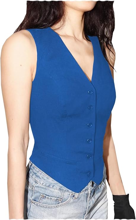 Womens Linen Vest V Neck Top Sleeveless Lightweight Casual Work Office Waistcoat