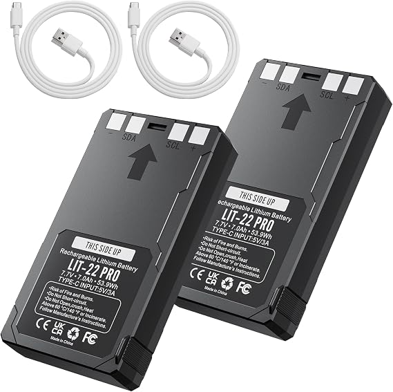2 Pack LIT-22 7000mAh Rechargeable Battery for SPYPOINT Trail Cameras | Compatible with Flex-S, M, Plus&Flex G-36 , Includes Type-C Cable