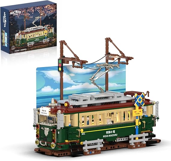 Retro Japanese Tram Building Set for Adults, Classic Enoshima Electric Railway Model with Light, Gift for Enthusiasts of Train Travel - 1953PCS
