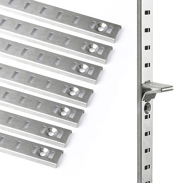 Buoyfolt 17Inch 8 Pcs Pilaster Shelf Brackets and 40Pcs Pilaster Shelf Support Clips Buddle