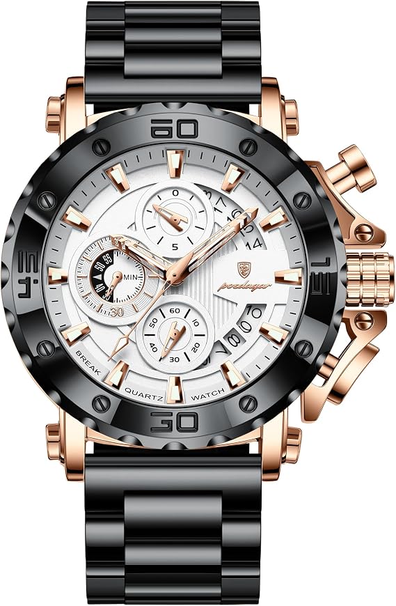 Poedagar Luxury Watch for Men Calendar Luminous Waterproof Business Man Clock Male Chronograph Stainless Steel Men's Quartz Watches