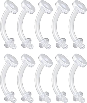 Plastic Belly Button Rings for Surgery, Sports, Work 14g - 10mm Hypoallergenic Bioflex Navel Clear Belly Button Ring Retainers - Invisible Silicone Belly Button Ring Jewelry for Women 8pcs pack
