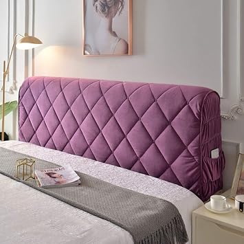 All-Inclusive Headboards Bed Headboard Cover Protector Stretch Solid Color Bed Headboard Slipcover for Single Double King Headboard Color Purple, Size 1.6m