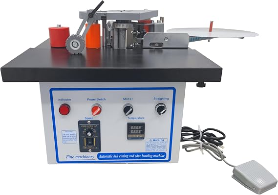 TECHTONGDA Portable Edge Bander Desktop Automatic Double-Sided Edge Banding Machine for Woodworking, Automatic Band Breaking for Straight and Curved Edges with 0-6m/min Adjustable Banding Speed 1200W